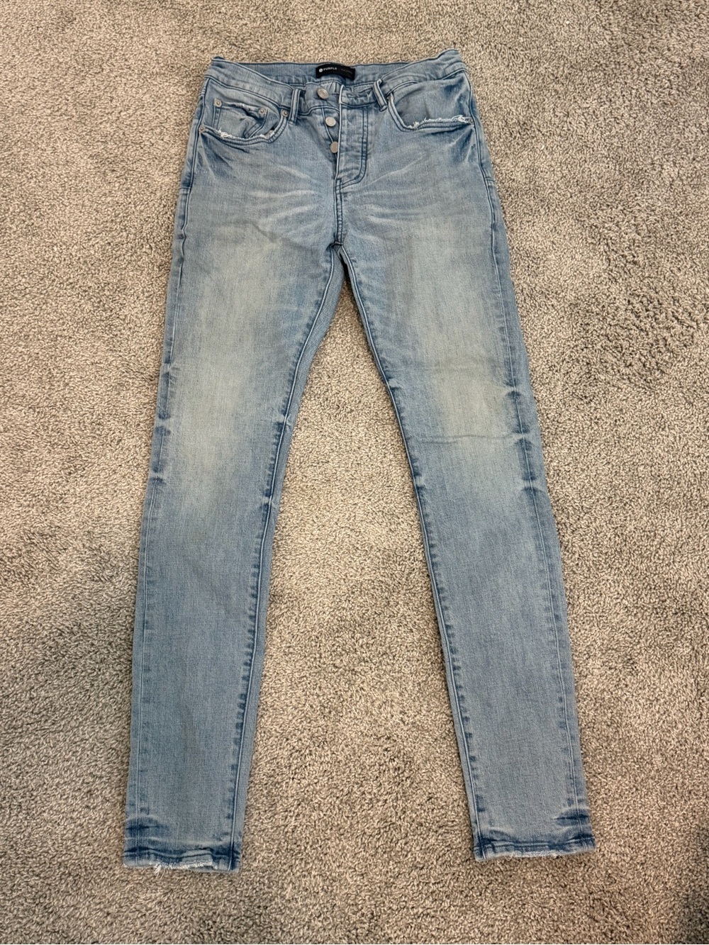 Men's Light Blue Skinny Jeans with Button Fly